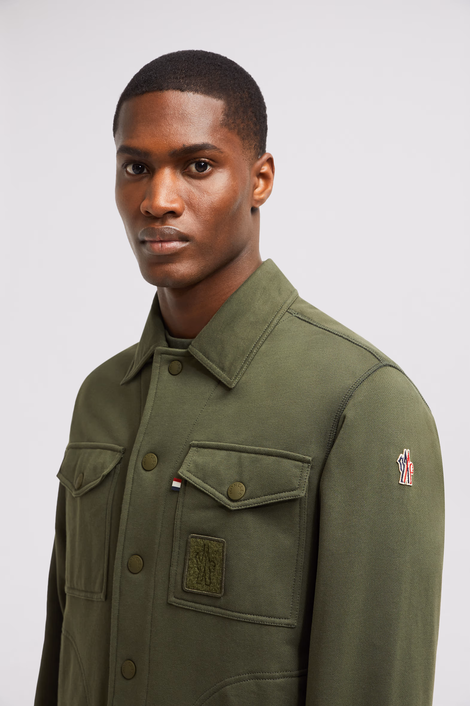 Cotton Shirt Men Olive Green Moncler 4